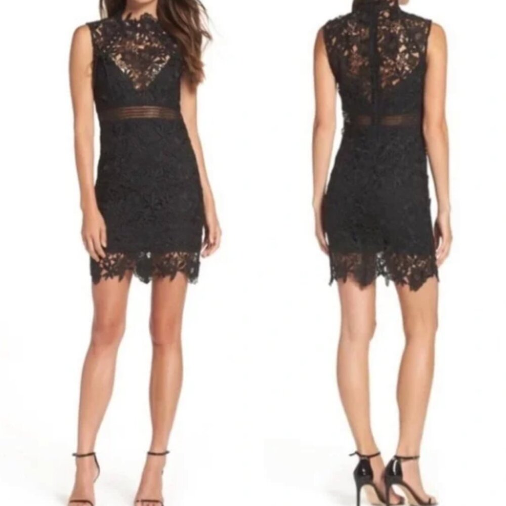 Bardot Paris Floral Lace Black Sleeveless Sexy Dress, 10